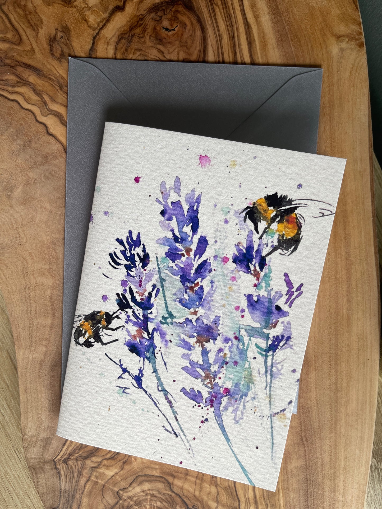 Lavender & Bees Card - A6 size