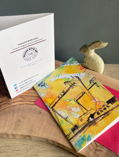 Yellow Cranes Card - A6 size