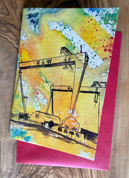 Yellow Cranes Card - A6 size