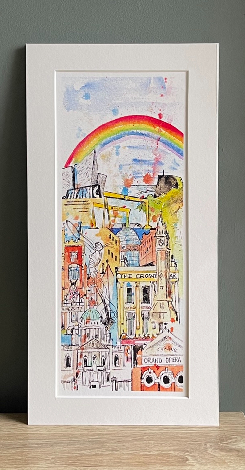 8x16 inches - Belfast Landmarks Rainbow of Hope, Belfast