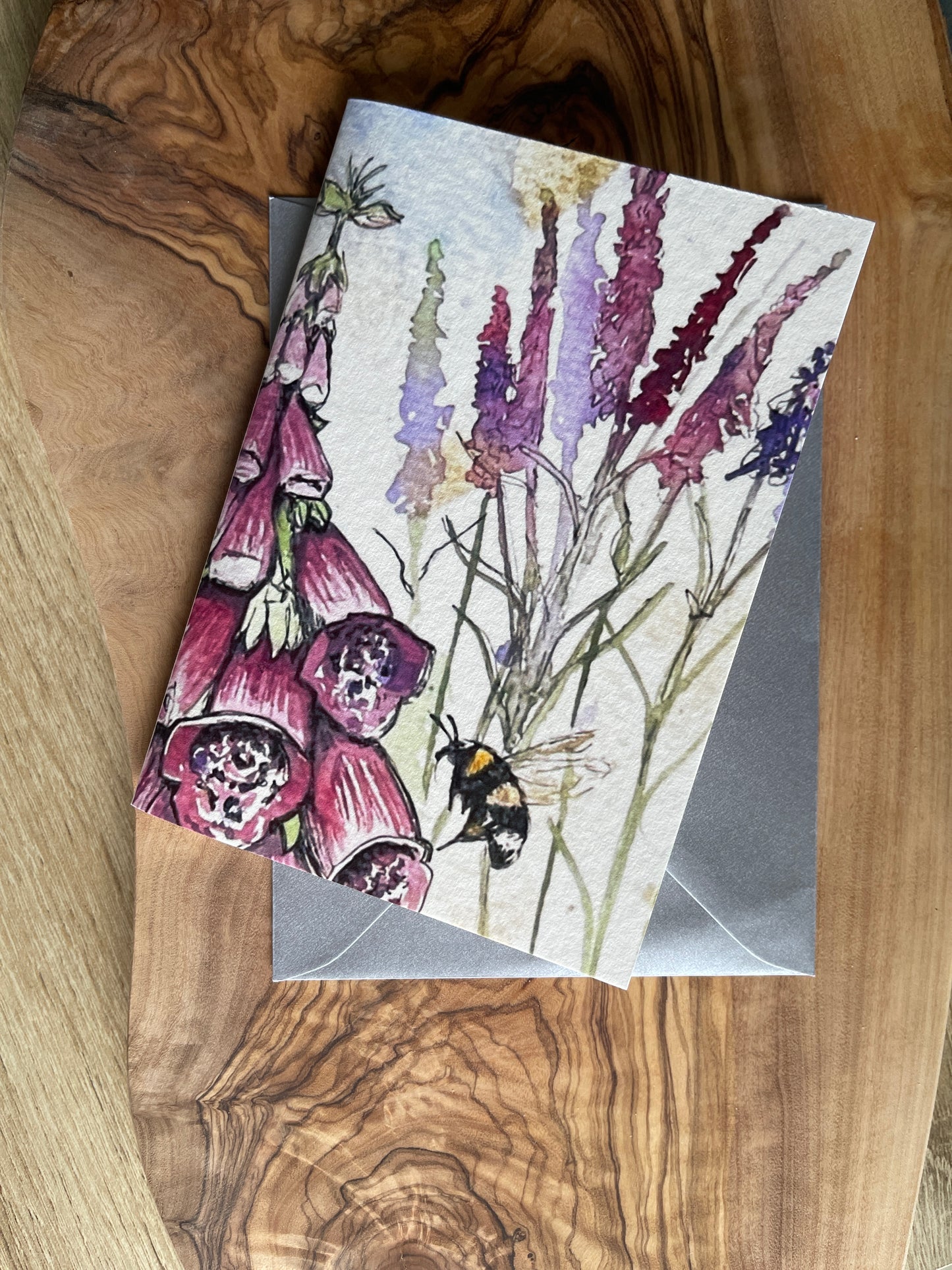 Foxgloves & Bee Card - A6 size